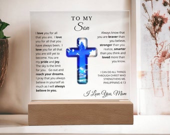 To My Son from Mom Acrylic LED Night Light, Graduation Gift for Son, Son Gift For Birthday, Gift for Son on his Wedding Day, Christmas