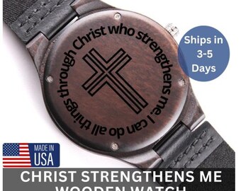 Graduation Gift for Him | Engraved Wooden Watch | I can do all things