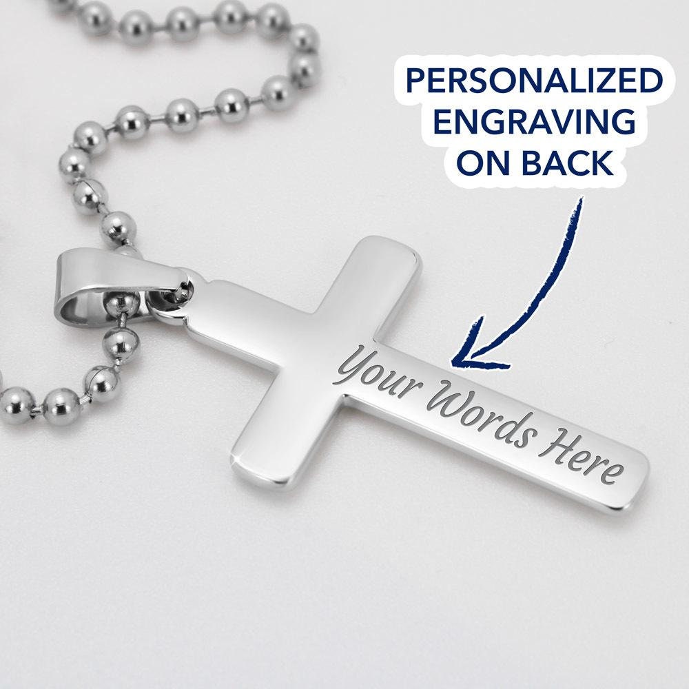 Amazon.com: Men's Cross Necklace - Personalize Name or Date, Chain Length -  Engraved 1 x 1/4 Inch Gold Bar - Boys Confirmation Baptism Gift -  DGR-1INBAR : Handmade Products