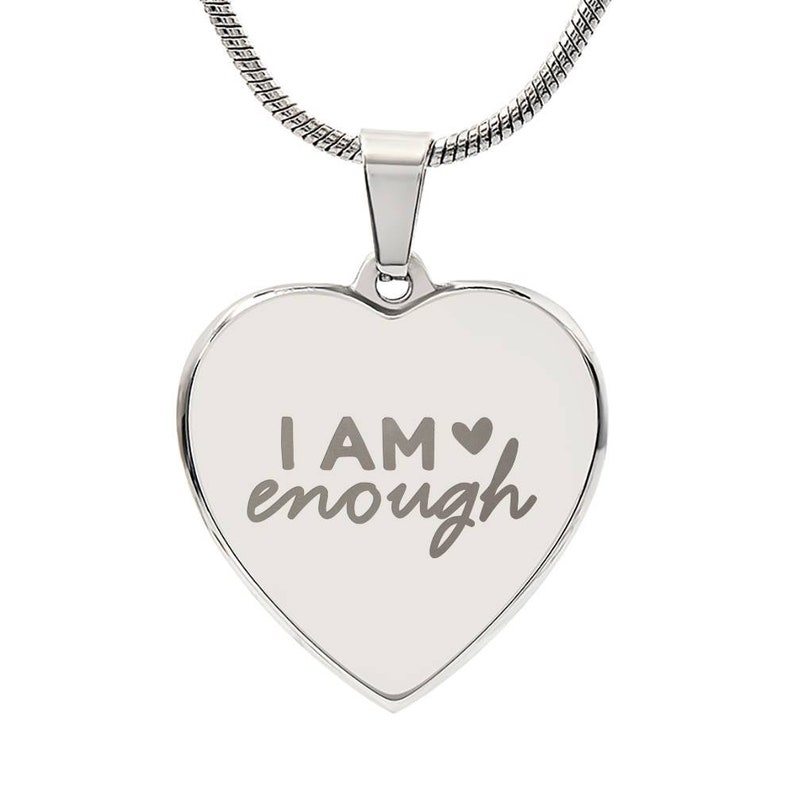 Engraved I Am Enough Heart Necklace, Postpartum Affirmations, Self Love ...