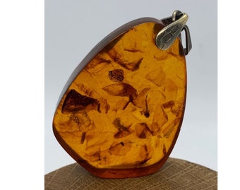 Vintage USSR Amber Pendant with Silver 875