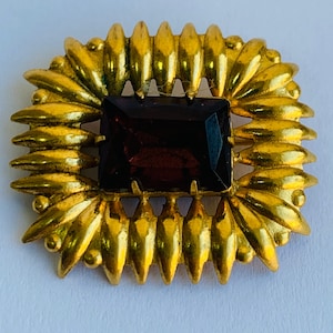 Vintage USSR Gold-Plated Brooch with Stone