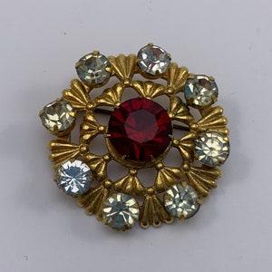 Vintage USSR Gold-Plated Brooch with Stone