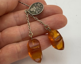 Vintage USSR broche met Amber