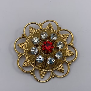 Vintage USSR Gold-Plated Brooch with Stone