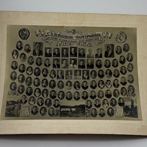 Foto escolar de cartón vintage de la URSS, 1952