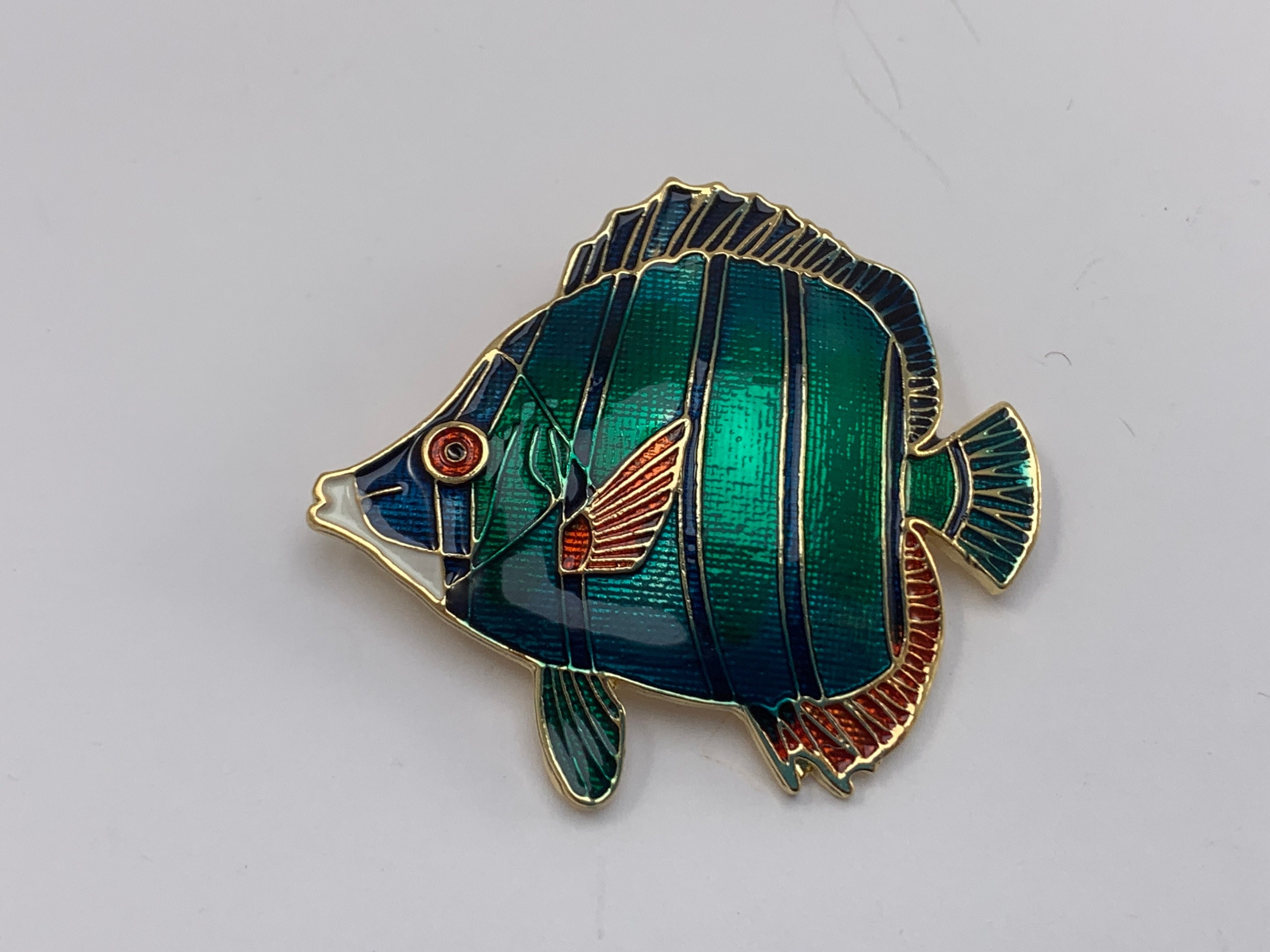 Broche Fantaisie Poisson - Vert - Bijou Original - Neuf Avec étiquette