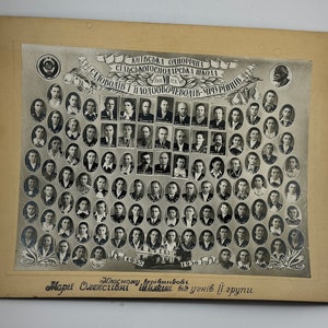 Foto escolar de cartón vintage de la URSS, 1956