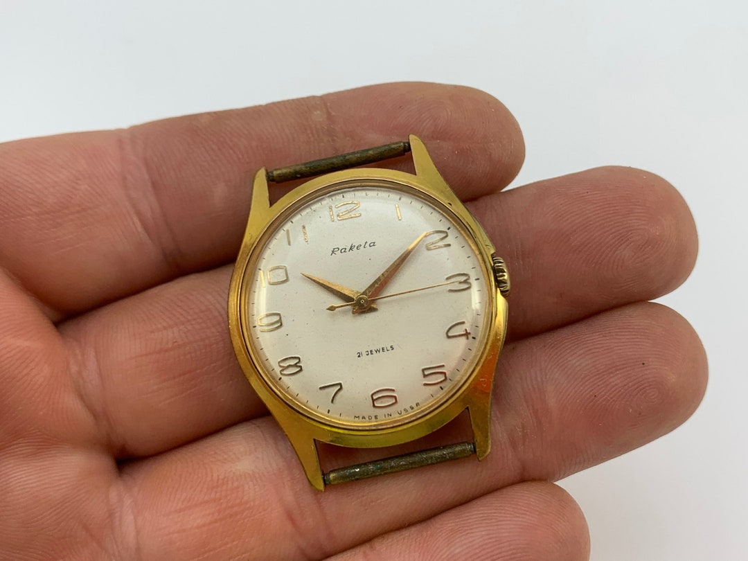 Raketa Russische Uhr Gold Raketa 21 Jewels USSR Gold-plated