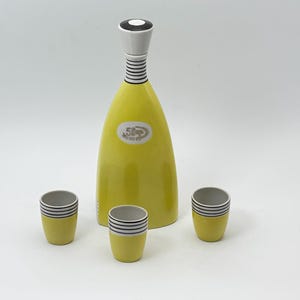 Set Of Vintage Sumy USSR Porcelain Bottle and Shot Glasses