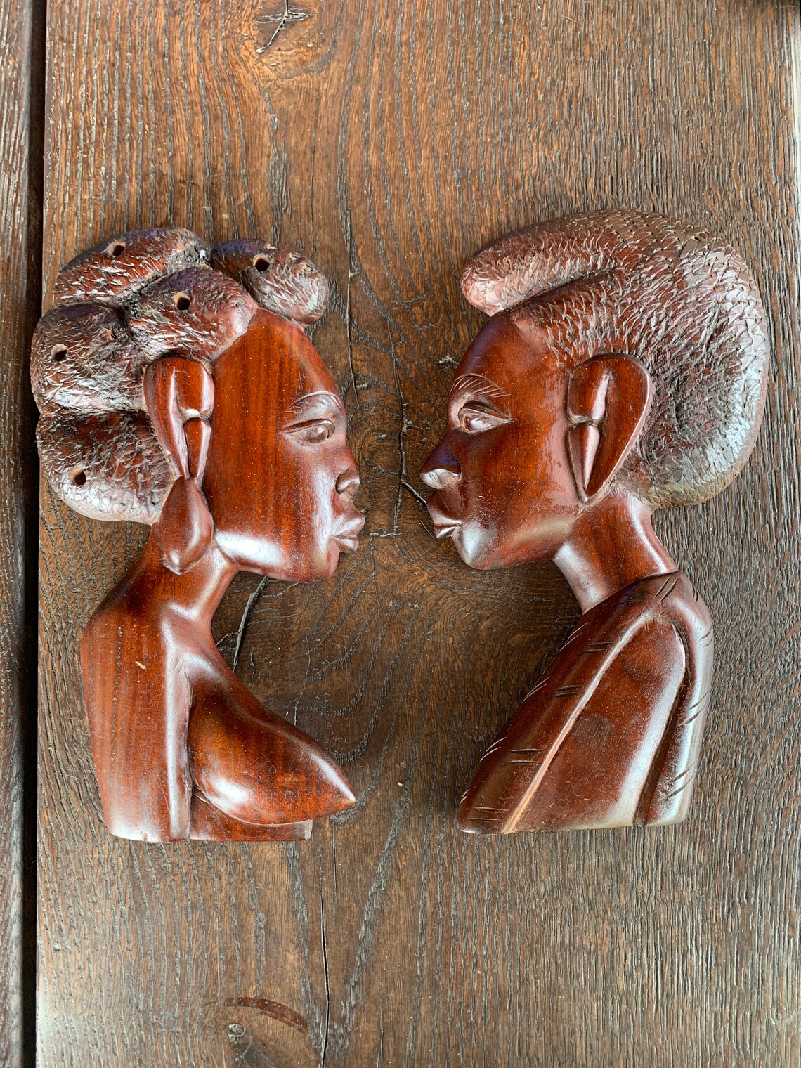 Vintage Carved Wood African Faces Etsy