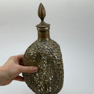 Vintage Glass Bottle With Copper Braid