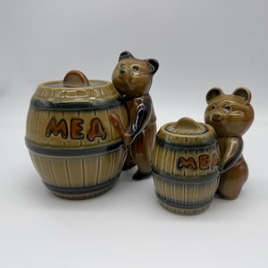Set med 2 vintage USSR keramiska honungskrukor