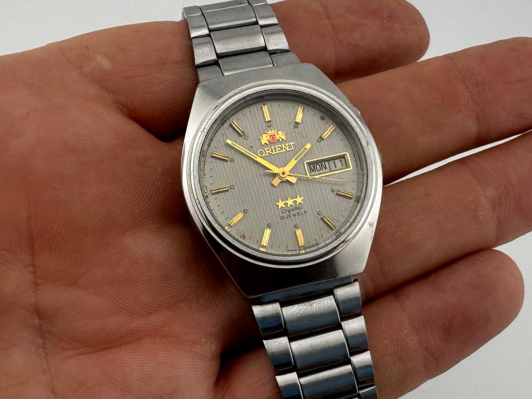 ORIENT crystal 21JEWELS 腕時計 em4j-co ORIENT Crystal Automatic 21 jewels Watch Vintage - For Parts