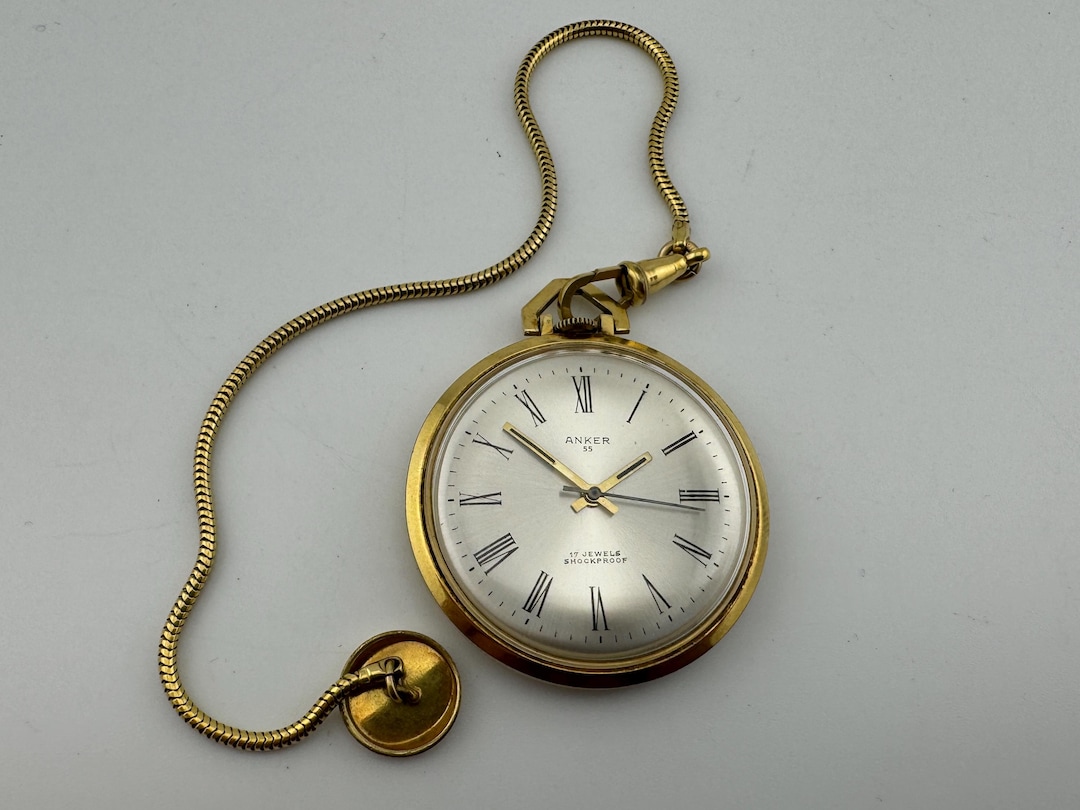 【西ドイツ】Meister Anker社 アンティーク 置時計 ゴールド 美品 Vintage Anker 55 17 Jewels German Gold-plated Pocket Watch - Etsy