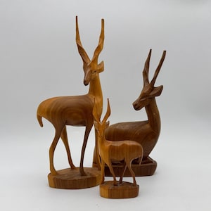 Set Of 3 Vintage Wooden Figurines