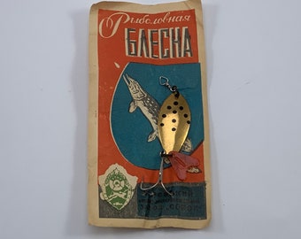 Vintage USSR 1967 Fishing Lures With Original Box and Paper