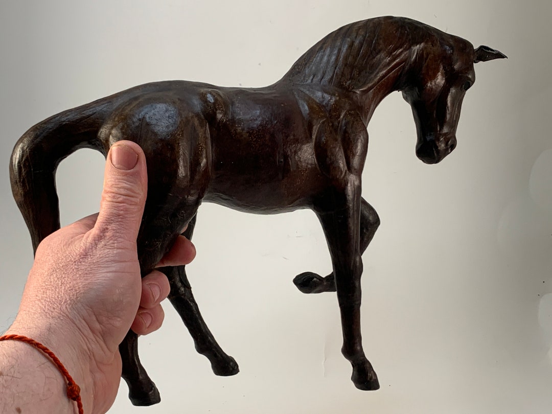 Vintage Leather Horse Figurine Etsy