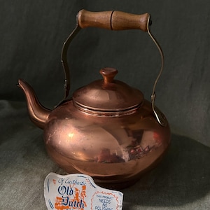 Vintage Solid Copper Kettle Old Dutch (ODI) Made in Portugal With Original Paper Tag