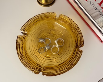 Vintage MCM Anchor Hocking "Soreno" Amber Glass Ashtray (6.25")