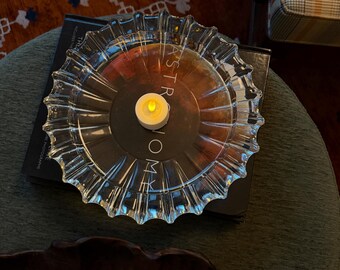 Vintage Fostoria 10" Heavy Scalloped Clear Glass Console Ashtray Catchall