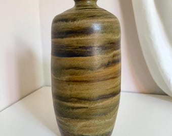 Mid Century Modern Studio Vase - Hand Thrown Earth Tone Pottery 10.5"