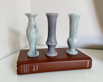Set of Three Vintage Stone Mini Bud Vases 4.5"
