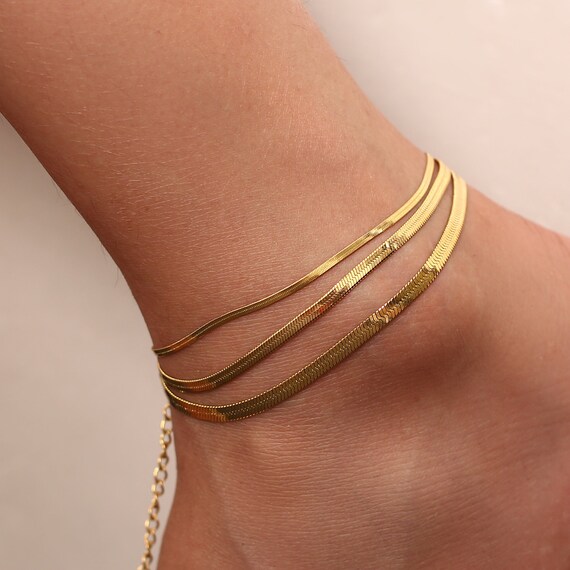 Herringbone gold sales anklet
