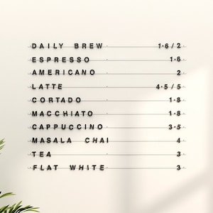 Quadro de letras magnéticas, quadro de menu magnético, quadro de exibição de menu de café, menu de parede magnético, exibição de menu de padaria de café de montagem na parede, placa de loja de café