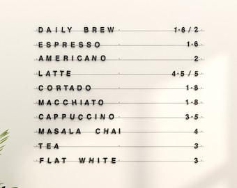 Tablica z literami magnetycznymi, tablica menu magnesu, tablica z menu kawiarni, menu ścienne z magnesem, wyświetlacz menu kawiarni do montażu na ścianie, znak sklepu kawiarni