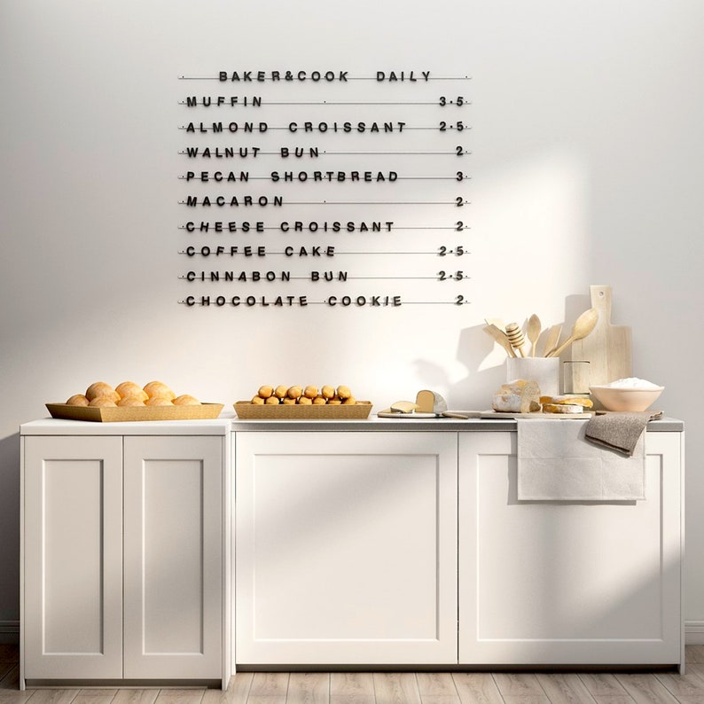 Magnet Letters Board, Magnet Menu Board, Cafe Menu Display Board, Magnet Wall Menu, Wall Mount Cafe Bakery Menu Display, Cafe Shop Sign image 2