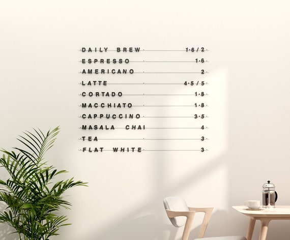 Magnetic Letters Board, Magnet Menu Board, Cafe Menu Display Board, Magnet Wall Menu, Wall Mount Cafe Bakery Menu Display, Cafe Shop Sign