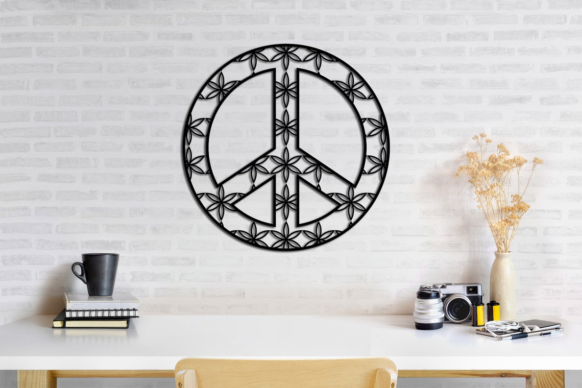 Peace sign wall art metal Oversized metal wall decor peace Etsy