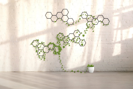 Large honeycomb wall mount trellis, Garden metal wall trellis set, Oversized metal wall mount garden decoration, Honeycomb Wall Hanging