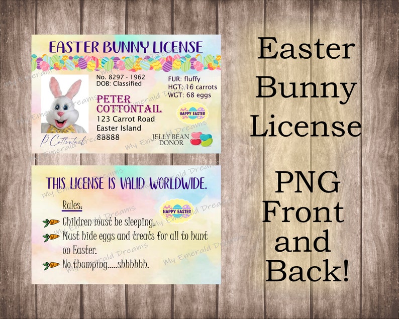 Easter Bunny License PNG File Sublimation Instant Digital Download Etsy