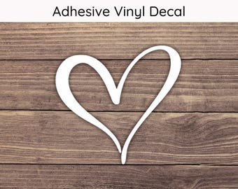 Heart Decal Design 2, Valentine Decal, Love Decal, Heart Sticker, Drawn Heart Decal, Doodle Heart Decal, Valentine's Day Decal