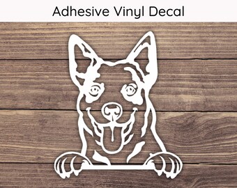 Australian Cattle Dog Peeking Decal, Dog Vinyl Decals, Cattle Dog Bumper Sticker, Playful Peek Stickers, Australian Cattle Dog Decal