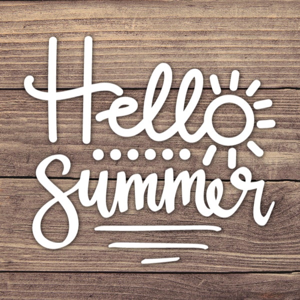 Hello Summer Decal Design 3 - Multiple Sizes - Car Decal, Bumper Sticker, Laptop Sticker, Water Bottle Sticker