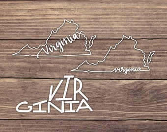 Virginia State Decal - Multiple Sizes - Car Decal, Bumper Sticker, Laptop Sticker, Water Bottle Sticker