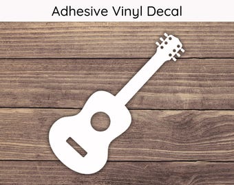 Guitar Decal, Guitar Adhesive Decal, Guitar Sticker, Music Decal, Music Sticker, Acoustic Guitar Decal, Guitarist Decal