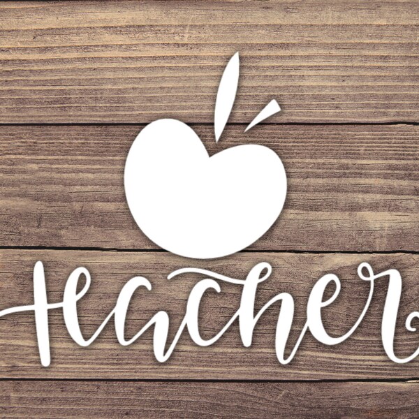 Teacher Apple Decal - Multiple Sizes - Cute Teacher Car Decal, Teacher Life Bumper Sticker, Laptop Sticker, Water Bottle Sticker