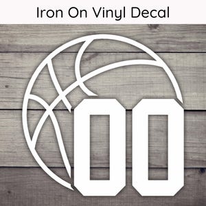 Custom Basketball Number Iron On Decal, Basketball Iron On Decal, Basketball Team Heat Transfer, Sport HTV Decal, Basketball Player Decal