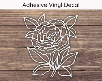 Peony Flower Decal, Peony Decal, Peony Sticker, Flower Sticker, Floral Decal, Floral Sticker, Wildflower Decal, November Birth Flower Decal