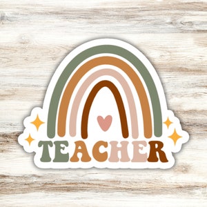 Teacher Sticker Design 4, Teacher Rainbow Sticker, Boho Sticker, Retro Teaching Sticker, Teach Sticker, Cute Teacher Sticker, Heart Sticker