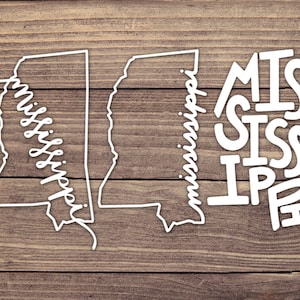 Mississippi State Decal - Multiple Sizes - Car Decal, Bumper Sticker, Laptop Sticker, Water Bottle Sticker
