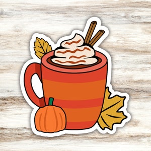 Fall Coffee Sticker Design 1, Pumpkin Spice Latte Sticker, PSL Sticker, Fall Vibes Sticker, Autumn Harvest Sticker, Iced Coffee Sticker