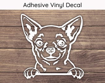 Chihuahua Peeking Decal, Dog Decal, Puppy Bumper Sticker, Playful Peek Stickers, Chihuahua Decal, Dog Mom Decal, Dog Sticker, Dog Dad Decal