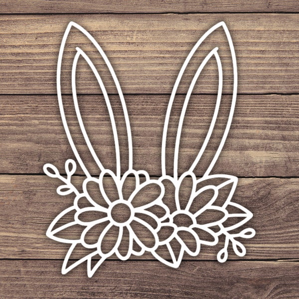 Bunny Ears And Flowers Decal, Easter Decal, Easter Sticker, Floral Bunny Sticker, Flowers Bunny Decal, Cute Rabbit Decal, Rabbit Sticker