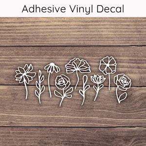 Wildflowers Decal Design 1 - Multiple Sizes - Floral Car Decal, Cute Bumper Sticker, Laptop Sticker, Water Bottle Sticker