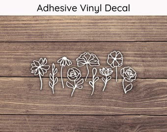 Wildflowers Decal Design 1 - Multiple Sizes - Floral Car Decal, Cute Bumper Sticker, Laptop Sticker, Water Bottle Sticker